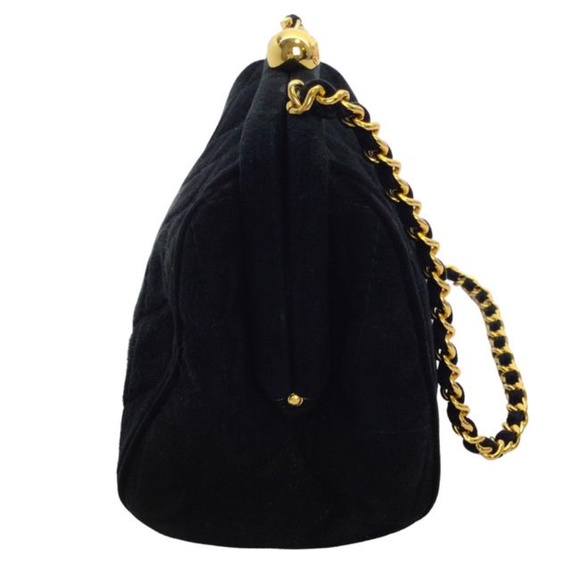 Chanel Kiss-lock Black Suede Leather Clutch - Picture 2 of 11